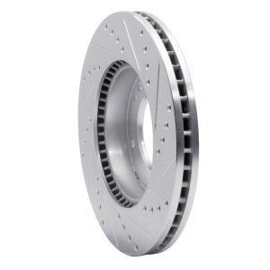 Kia SORENTO Brake Rotor (1) - Front Left - R1 Concepts - Drilled & Slotted - Silver - `07-`09